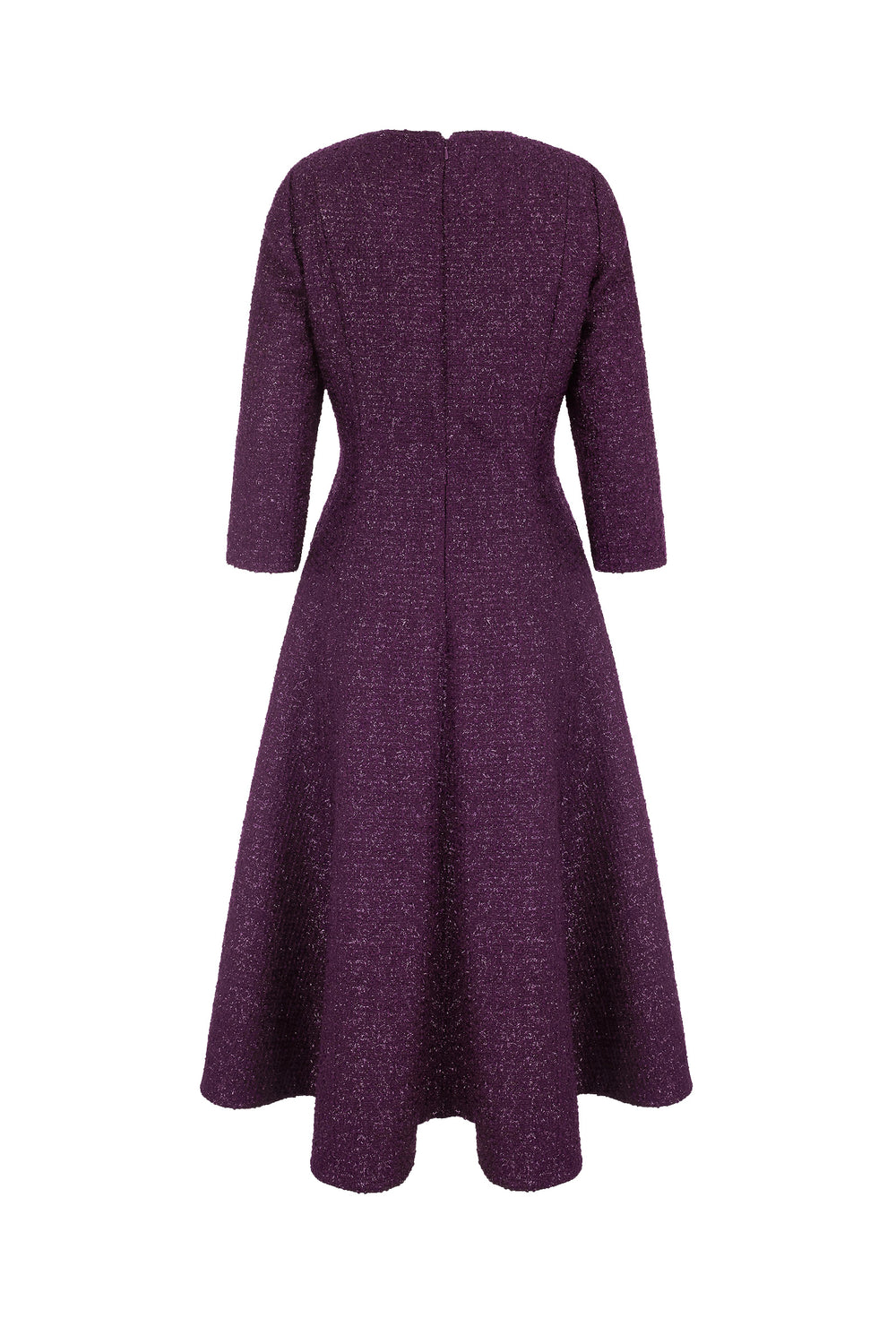 Load image into Gallery viewer, Lucy Midi Dress Metallic Tweed Aubergine