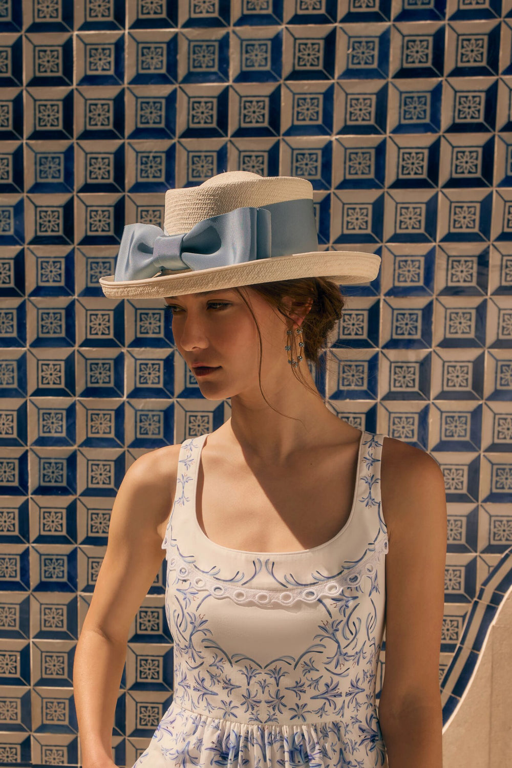 Load image into Gallery viewer, Ravello Straw Hat China Blue