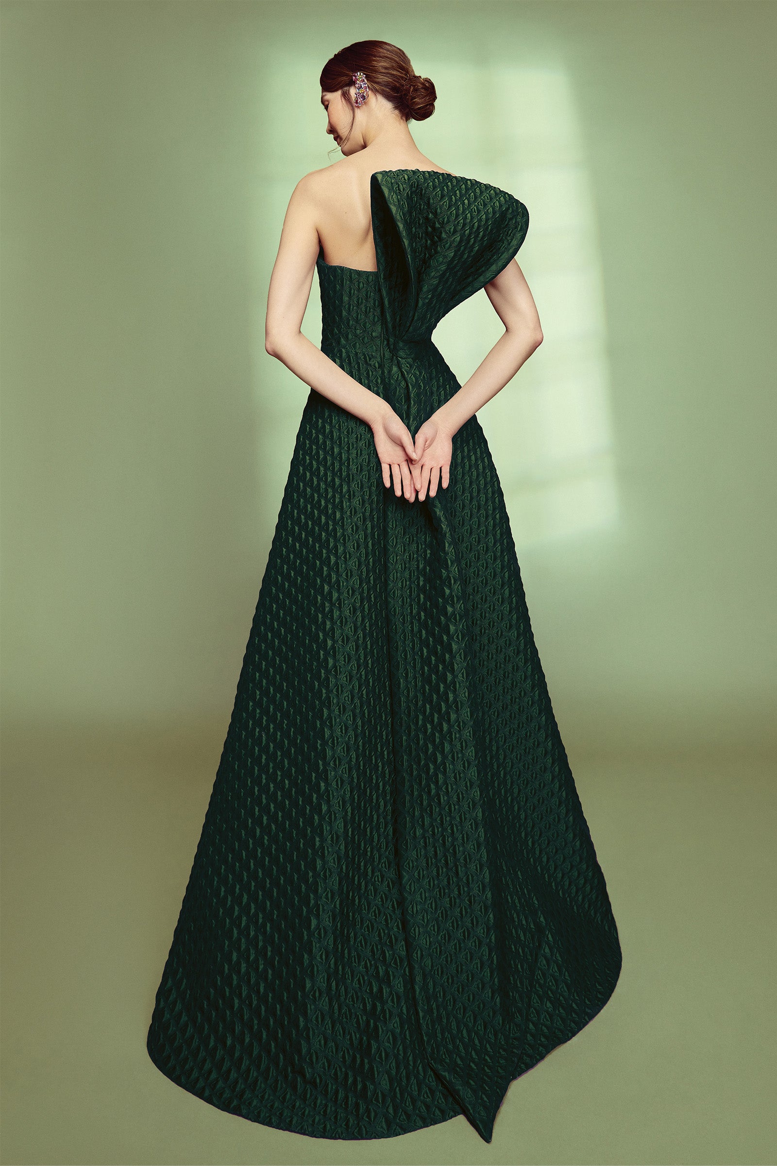 Sculpted Bow Couture Gown Forest1