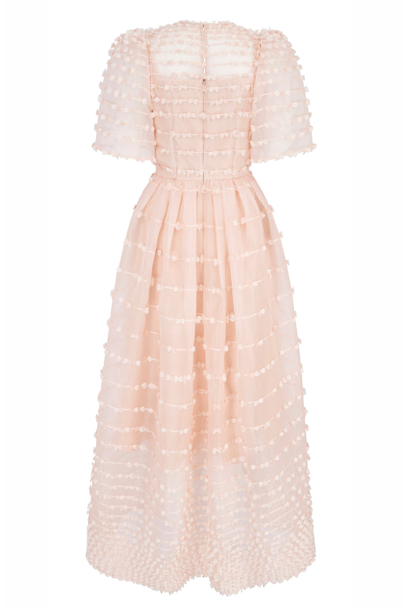 Load image into Gallery viewer, Maria Organza Bow Midi Dress Blush