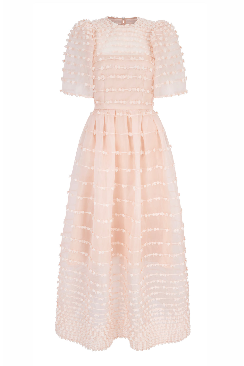 Load image into Gallery viewer, Maria Organza Bow Midi Dress Blush