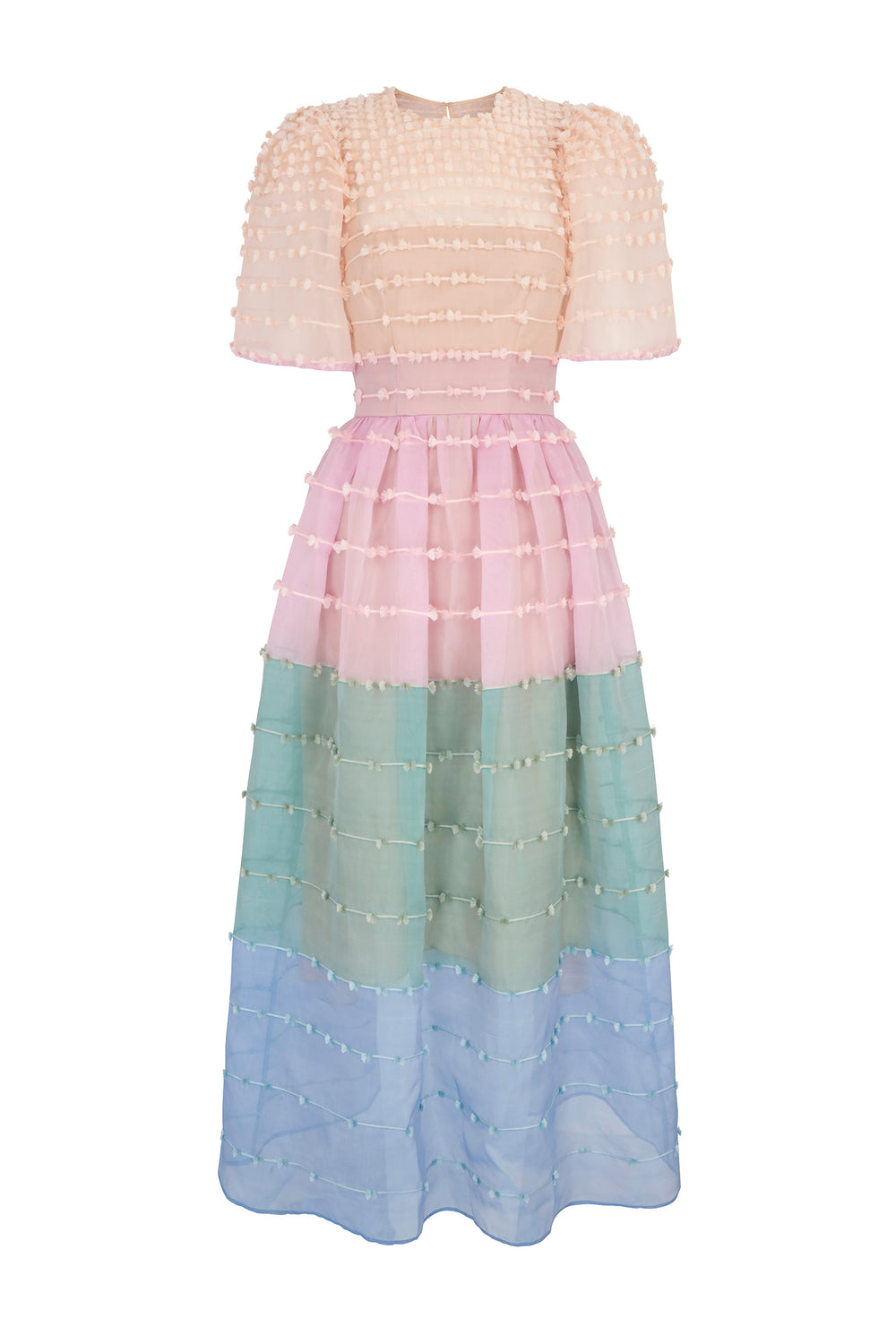 Load image into Gallery viewer, Maria Organza Rainbow Midi Dress