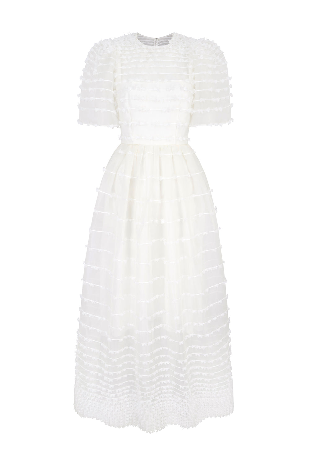 Load image into Gallery viewer, Maria Organza Bow Midi Dress White