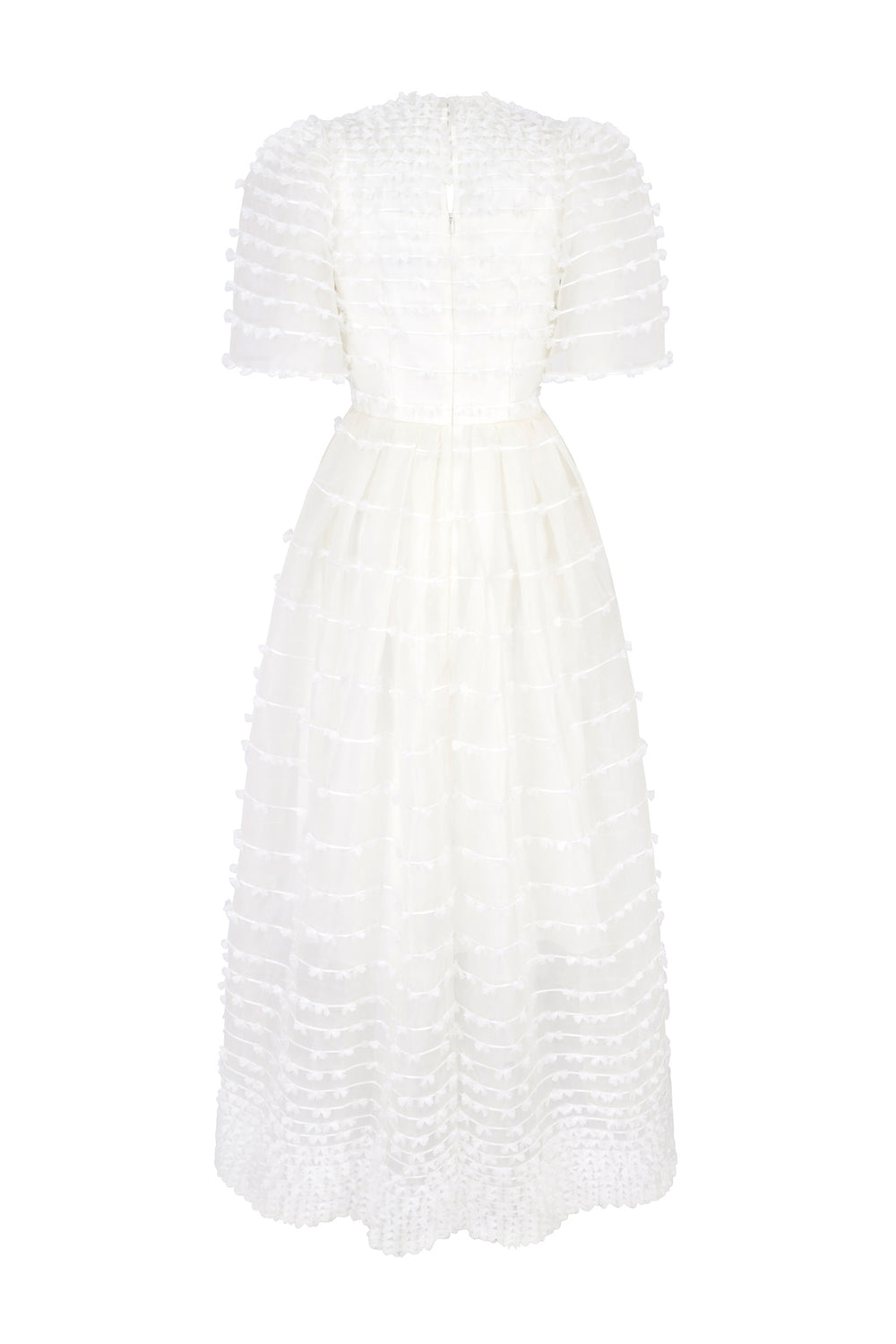 Load image into Gallery viewer, Maria Organza Bow Midi Dress White