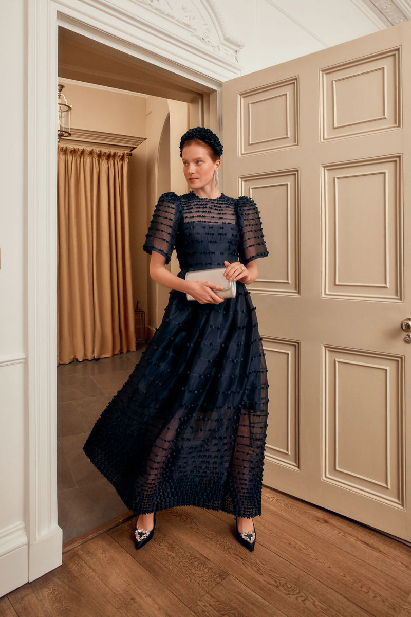 Load image into Gallery viewer, Maria Organza Bow Midi Dress
