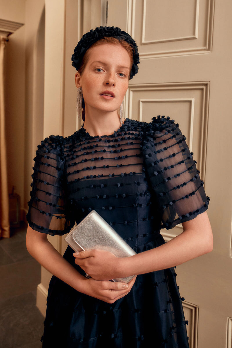 Load image into Gallery viewer, Maria Organza Bow Midi Dress