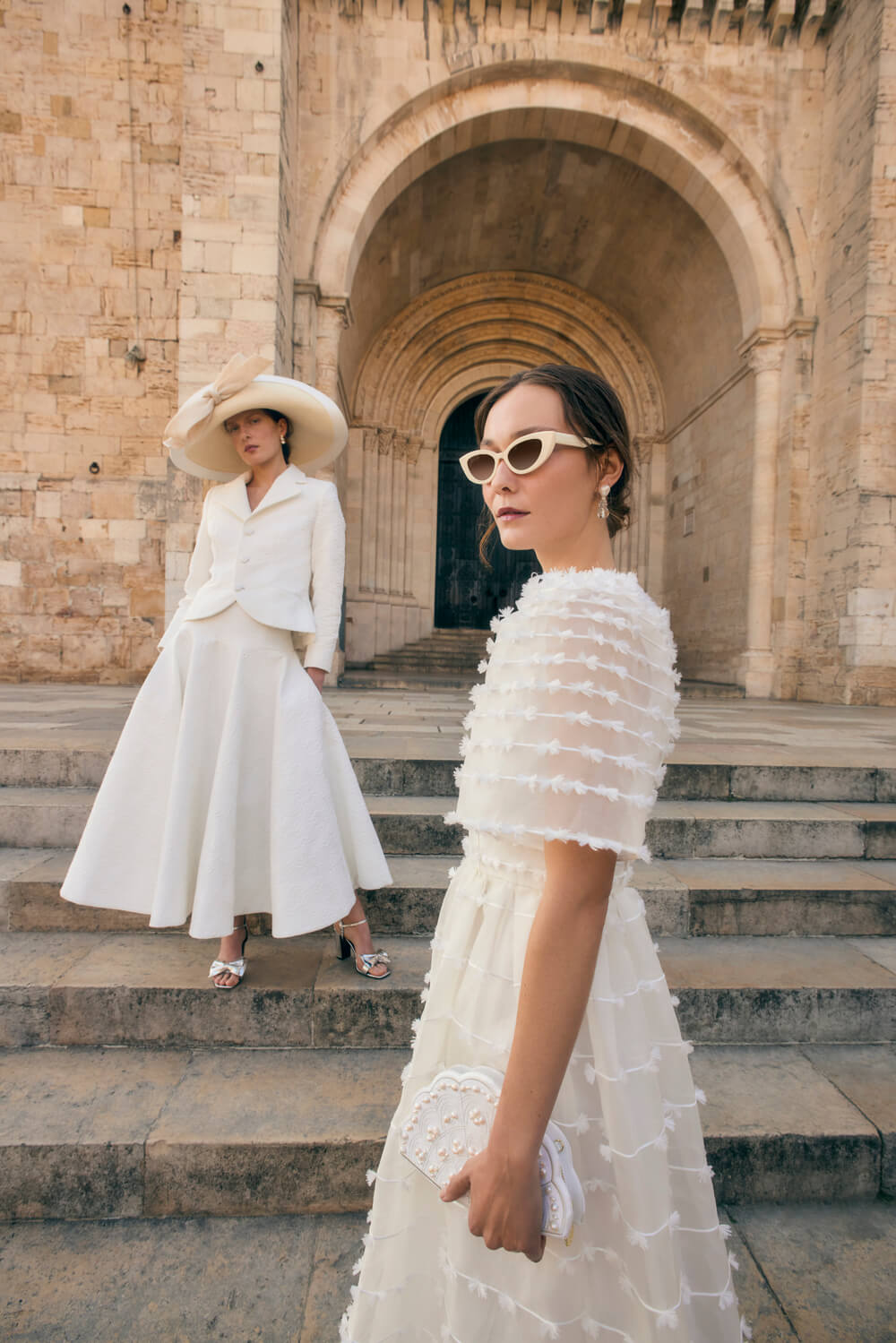 Maria Organza Bow Midi Dress White