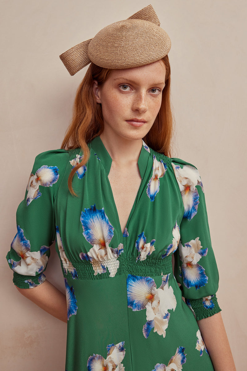Load image into Gallery viewer, Monique Tea Dress Green Iris x Rachel Levy - ARCHIVE SALE