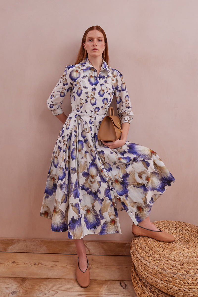 Load image into Gallery viewer, Montecito Cotton Shirt Dress Blue Iris x Rachel Levy ARCHIVE SALE