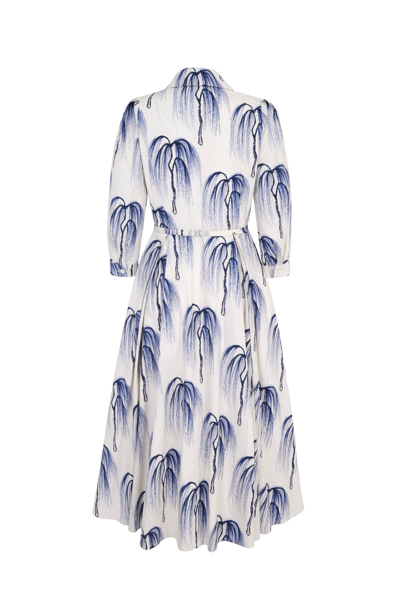 Load image into Gallery viewer, Montecito Cotton Shirt Dress Japanese Willow Trees - ARCHIVE SALE