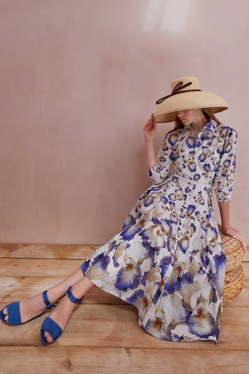 Load image into Gallery viewer, Montecito Cotton Shirt Dress Blue Iris x Rachel Levy ARCHIVE SALE