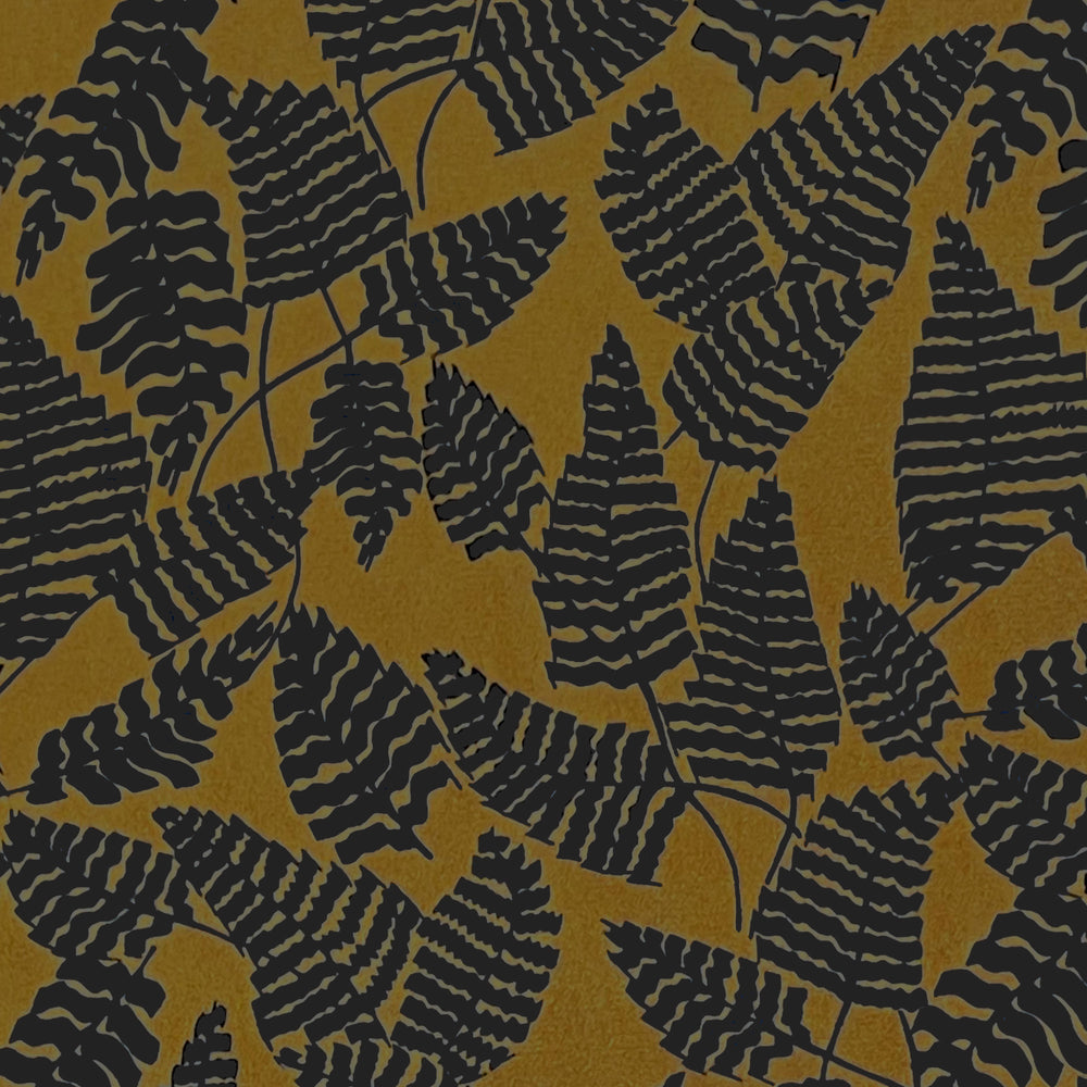 Load image into Gallery viewer, Mustard Fern Leaves Crepe De Chine