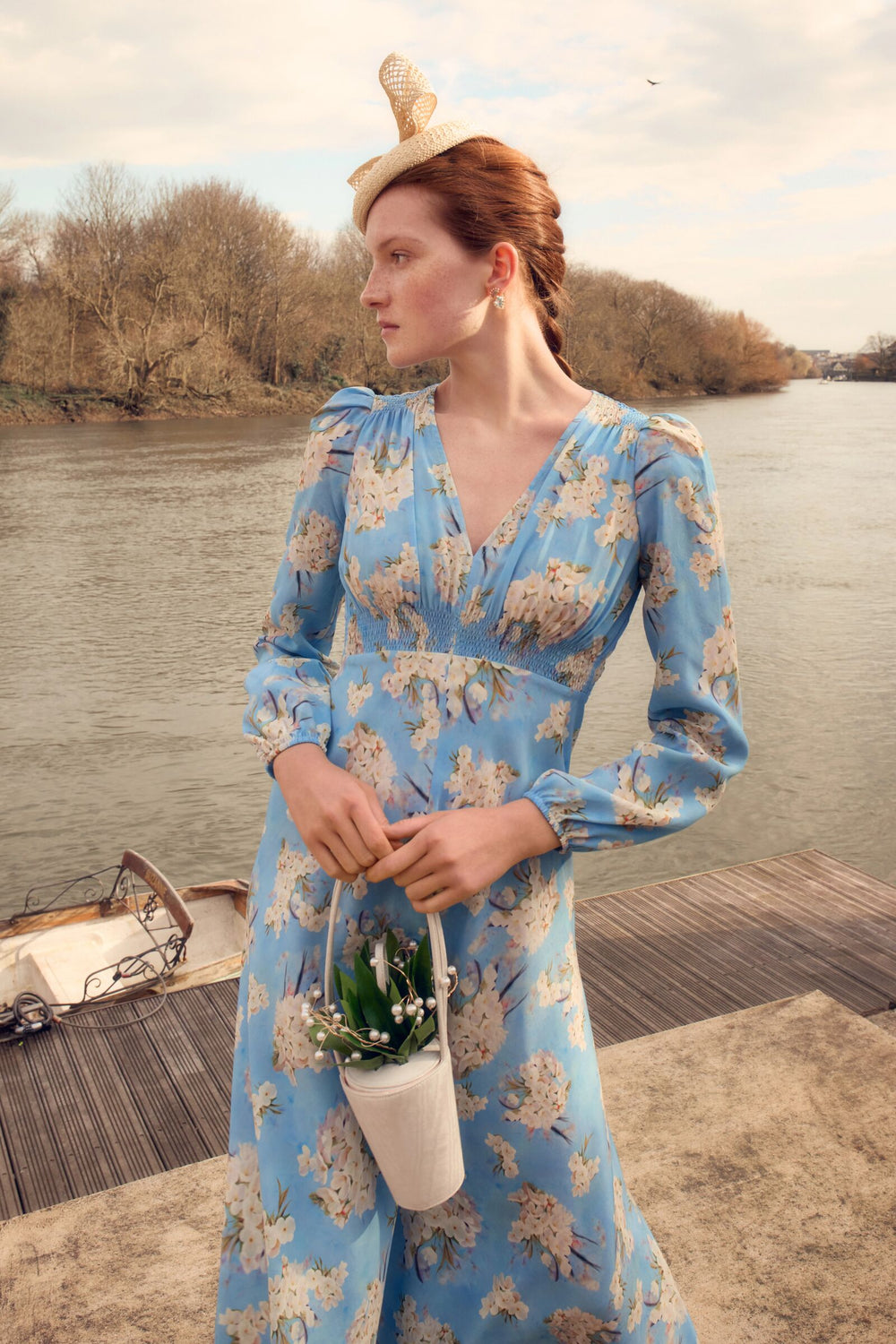 Load image into Gallery viewer, Olivia Silk Tea Dress Heart of Flowers