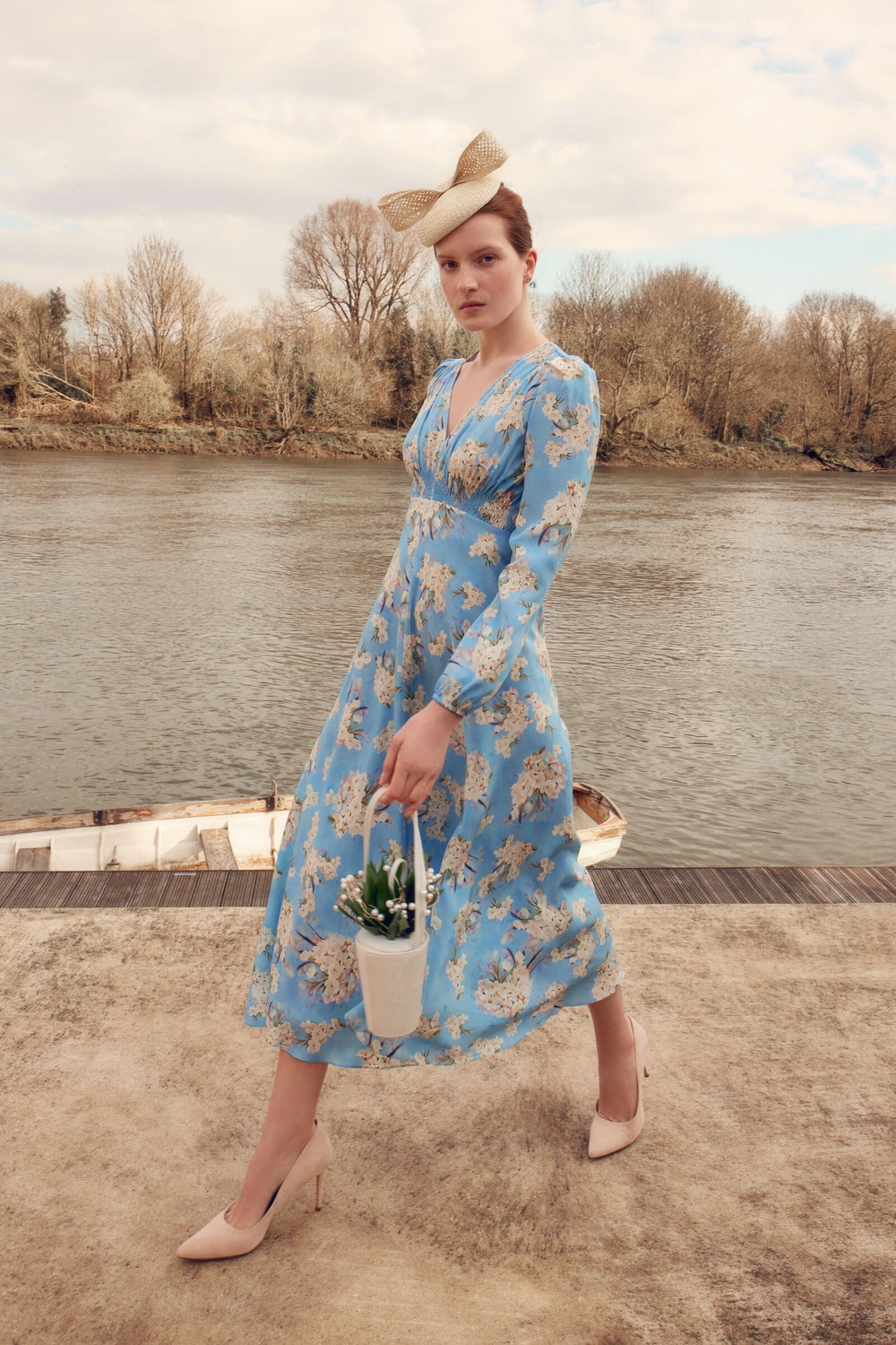 Load image into Gallery viewer, Olivia Silk Tea Dress Heart of Flowers