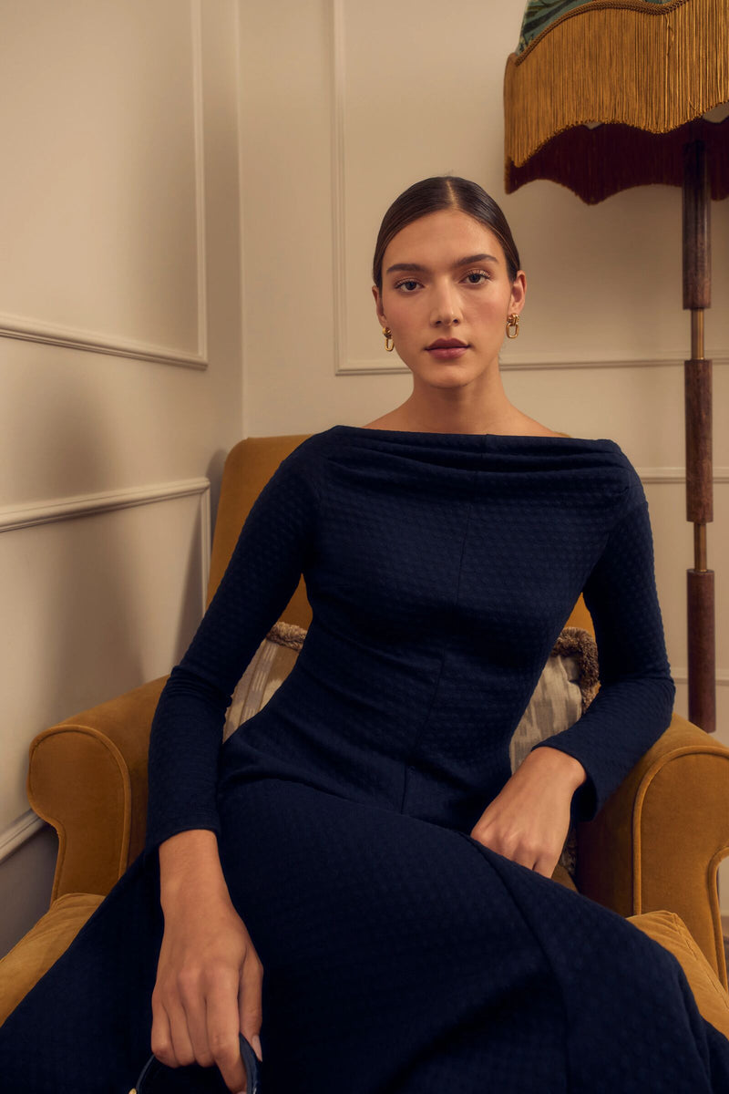 Load image into Gallery viewer, Oona Jersey Dress Navy ARCHIVE SALE