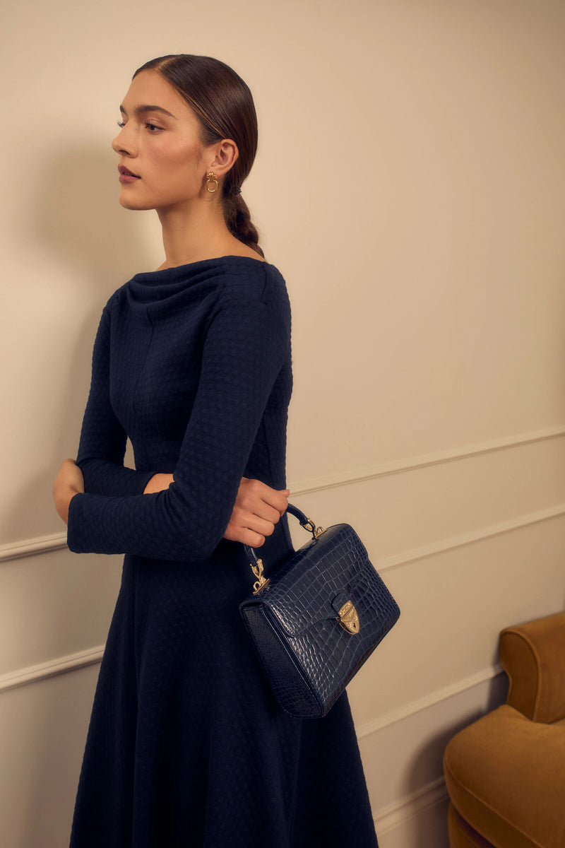 Load image into Gallery viewer, Oona Jersey Dress Navy ARCHIVE SALE