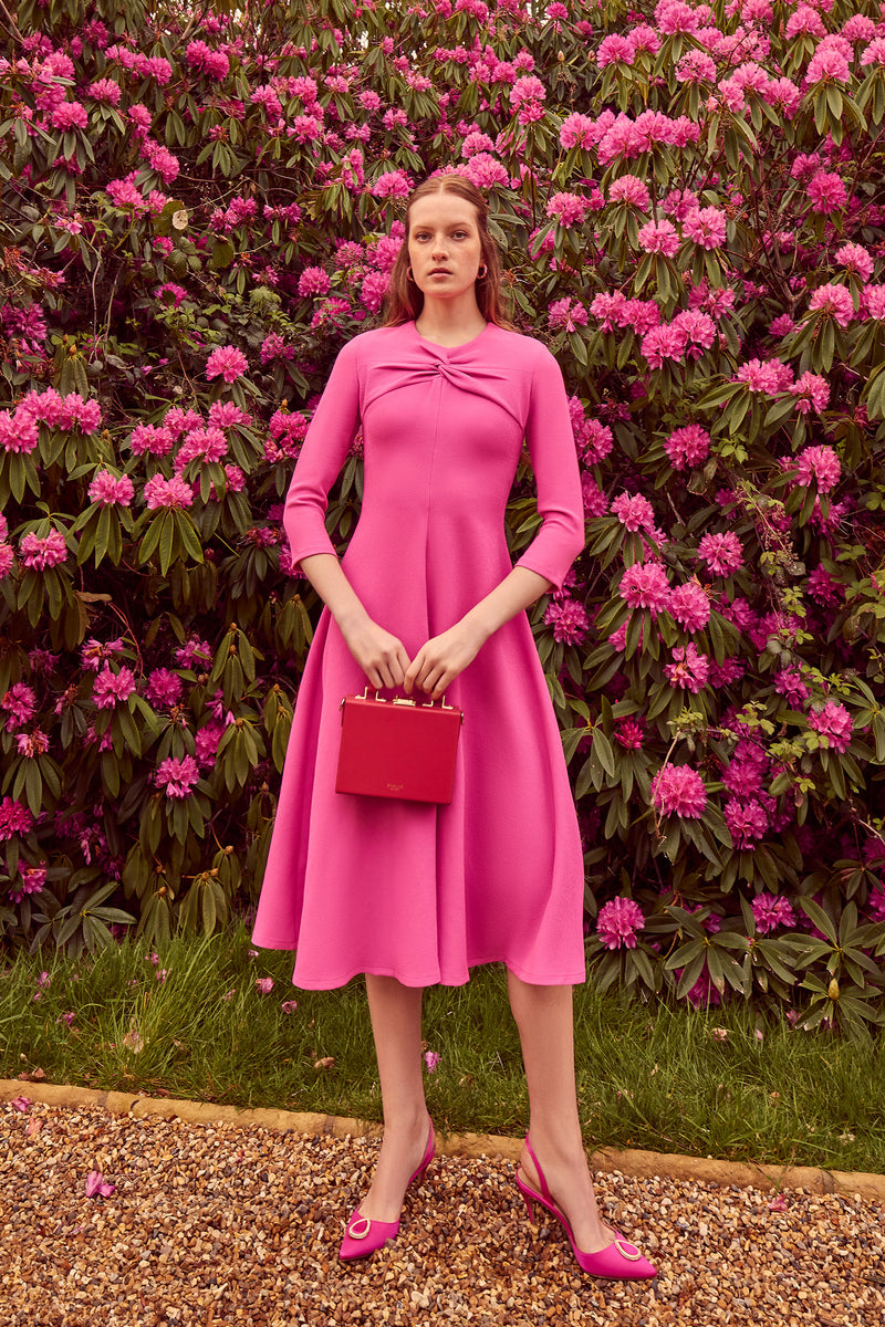 Load image into Gallery viewer, Ophelia Dress Stretch Crepe Hot Pink - ARCHIVE SALE
