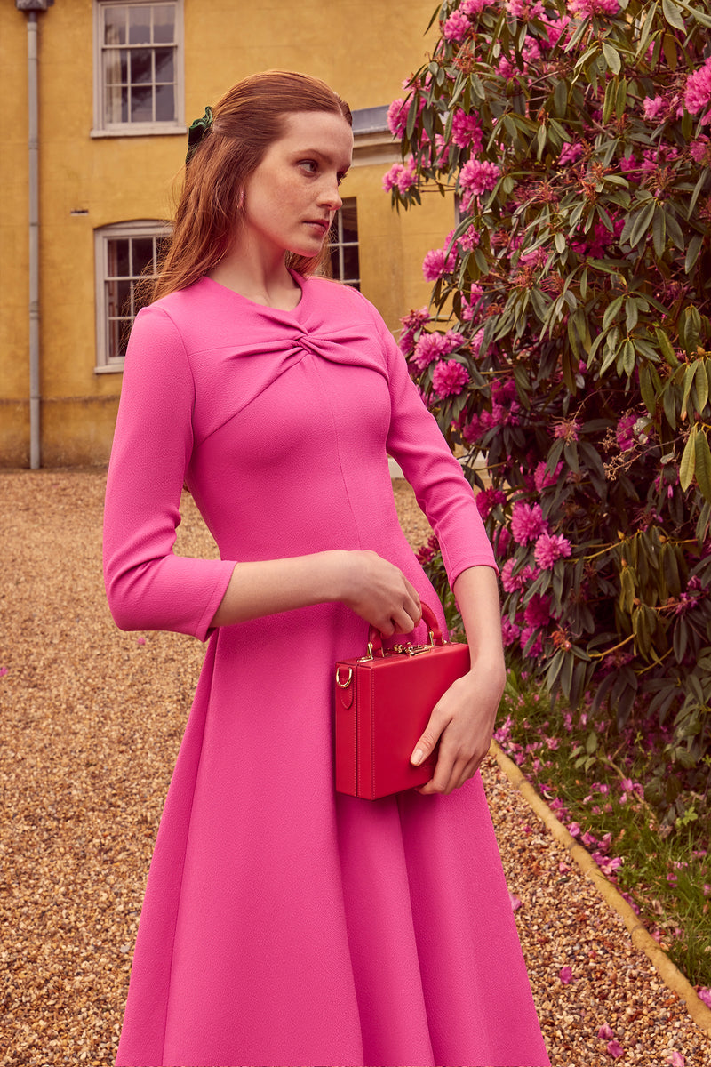 Load image into Gallery viewer, Ophelia Dress Stretch Crepe Hot Pink - ARCHIVE SALE