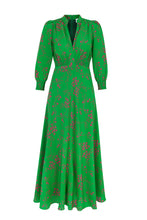 Load image into Gallery viewer, Gabriella Silk Tea Dress Oriental Floral Green