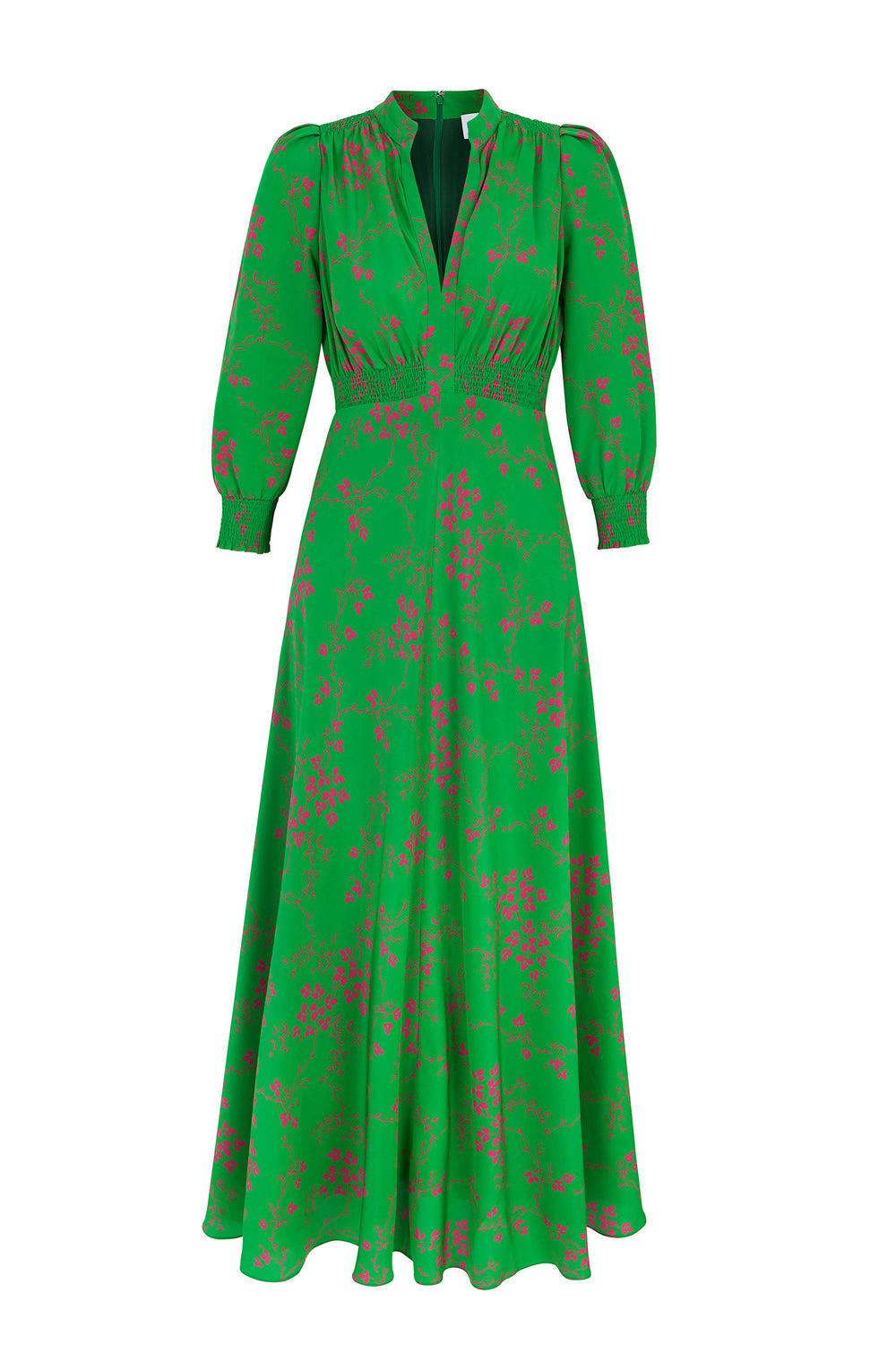 Load image into Gallery viewer, Gabriella Silk Tea Dress Oriental Floral Green