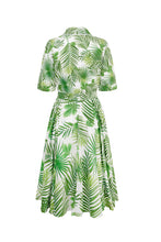 Load image into Gallery viewer, Palmira Cotton Shirt Dress Palm Fronds