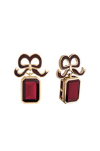 Load image into Gallery viewer, Solid Gold and Indian Garnet Bow Earrings x Philippa Herbert