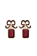 Load image into Gallery viewer, Solid Gold and Indian Garnet Bow Earrings x Philippa Herbert
