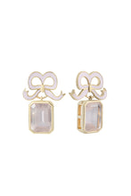 Load image into Gallery viewer, Solid Gold and Rose Quartz Bow Earrings x Philippa Herbert