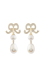 Load image into Gallery viewer, Solid Gold and Freshwater Pearl Bow Earrings x Philippa Herbert
