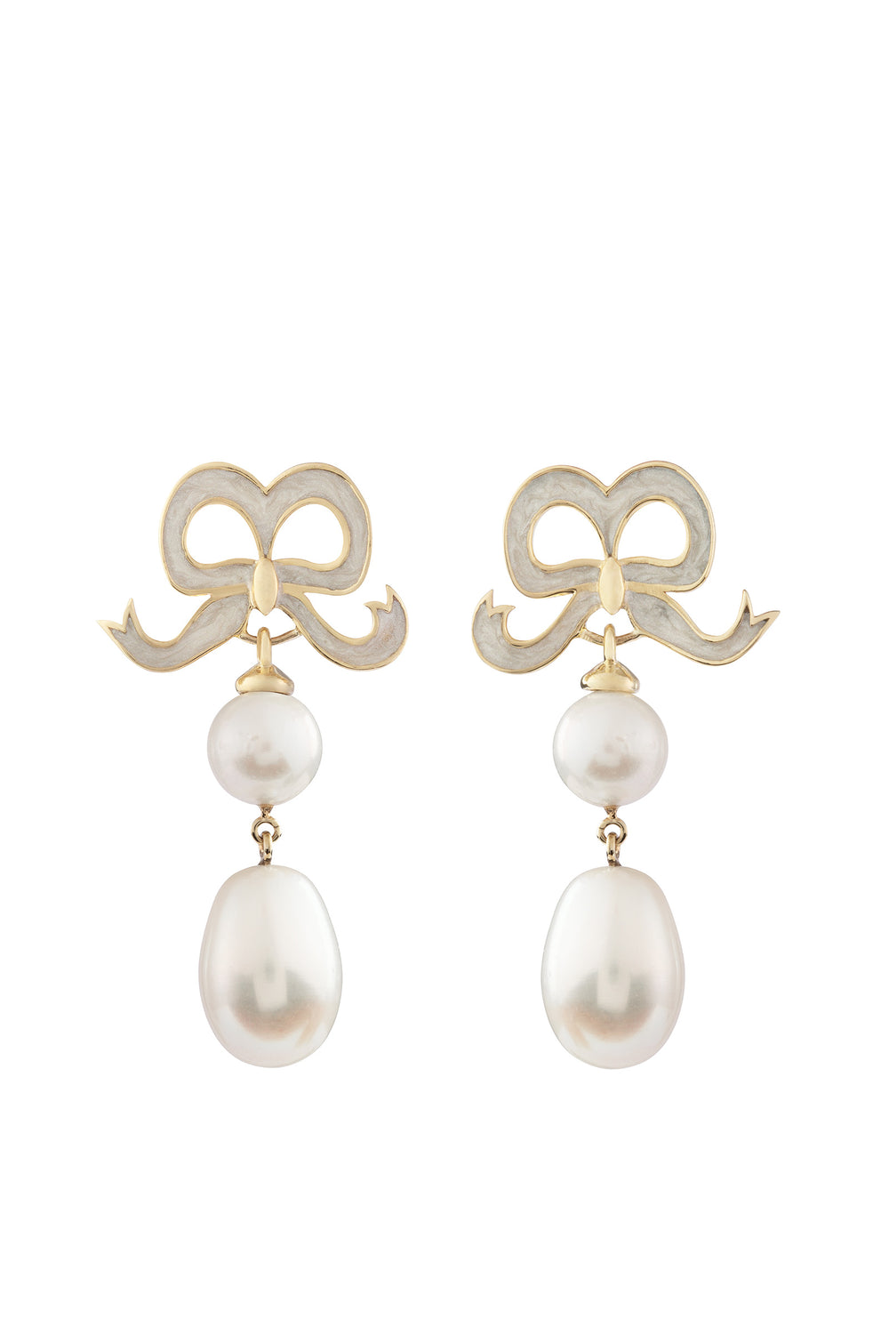 Load image into Gallery viewer, Solid Gold and Freshwater Pearl Bow Earrings x Philippa Herbert
