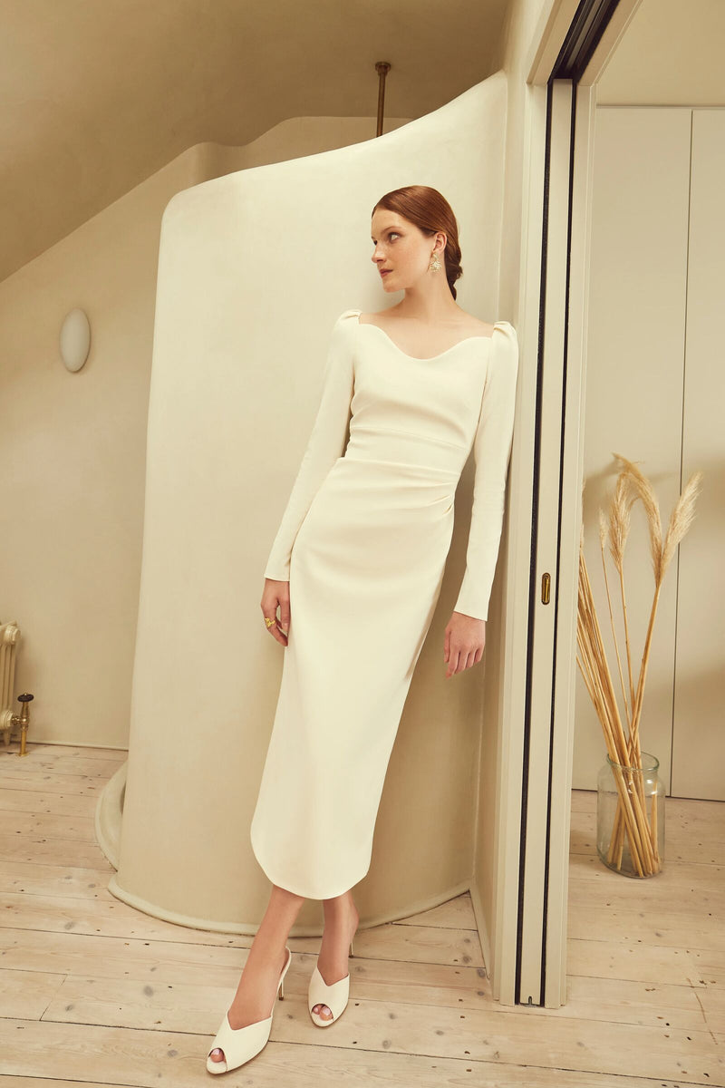 Load image into Gallery viewer, Dress Stretch Crepe Cream - ARCHIVE SALE