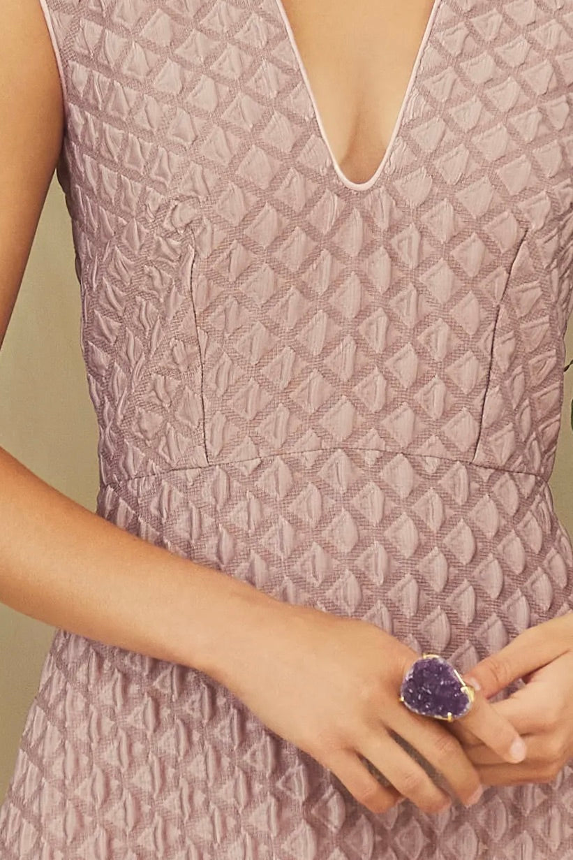 Load image into Gallery viewer, Pippa Dress Vintage Pink Diamond Cloqué