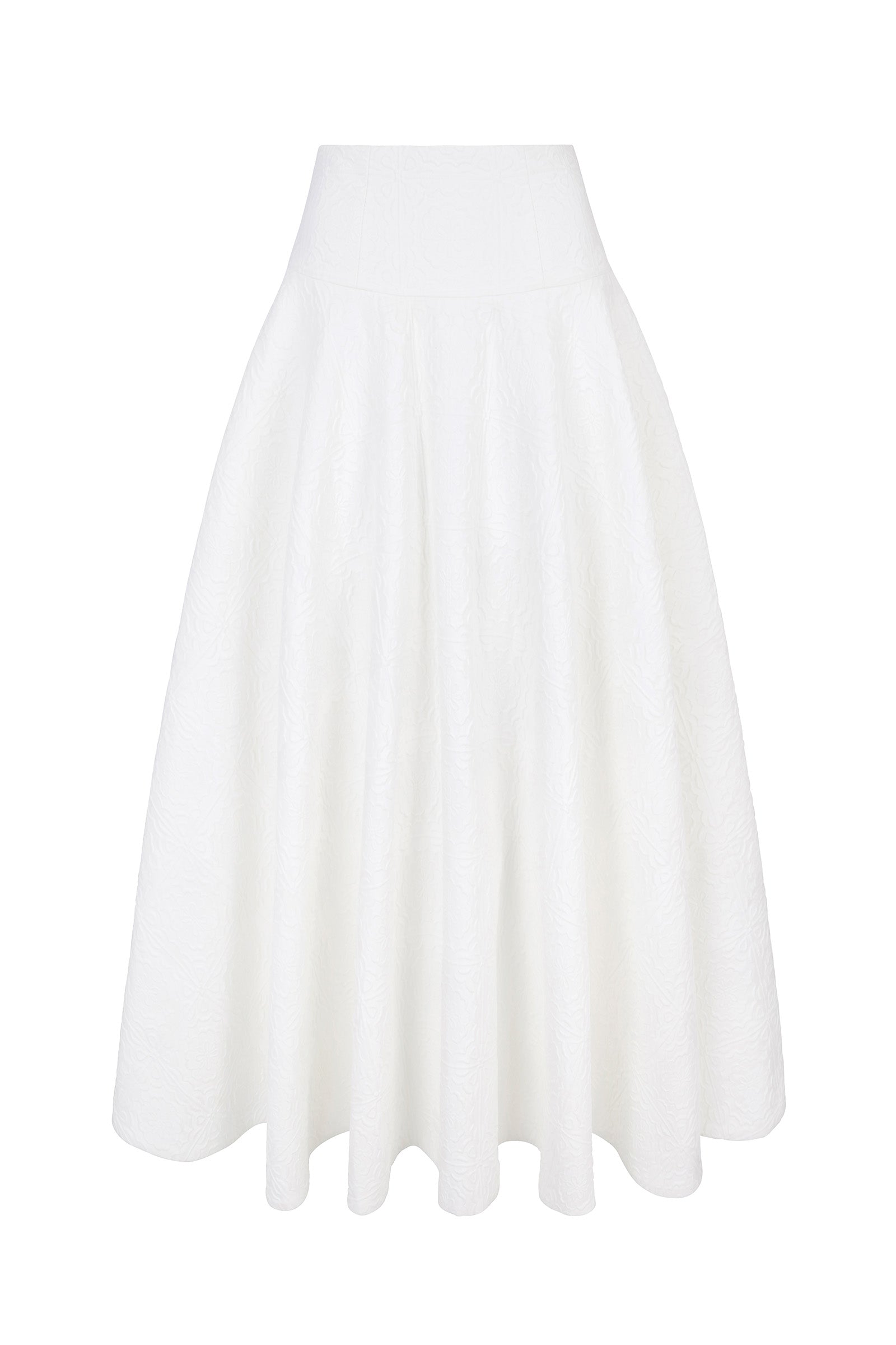 【新品・タグ付き】CHIEKO+ jacquard skirt white 36 Porto Skirt Embossed Tile Cotton White | Luxury Women's Suiting
