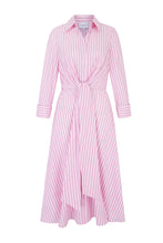 Load image into Gallery viewer, Priscilla 25 Striped Summer Shirt Dress Raspberry