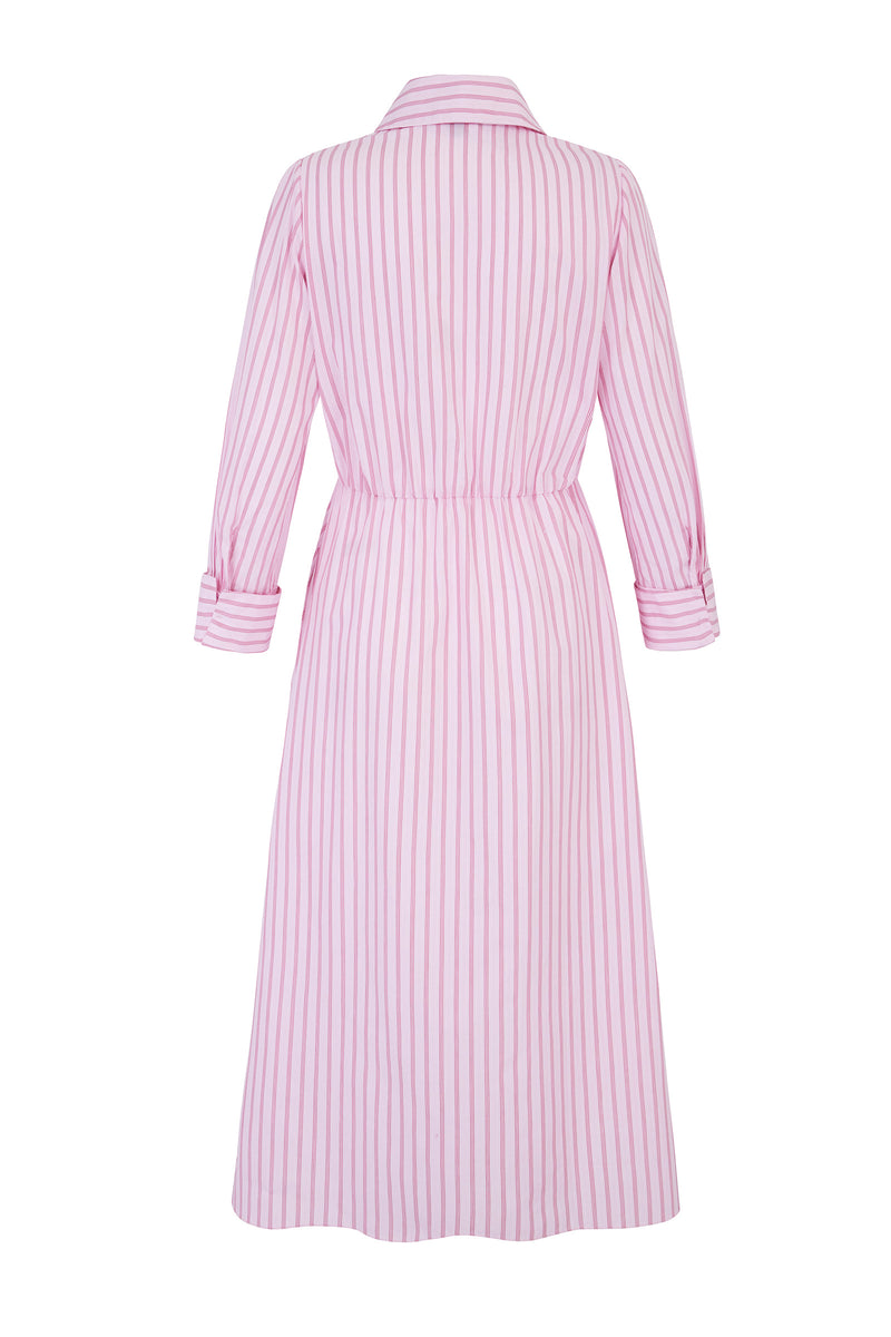 Load image into Gallery viewer, Priscilla 25 Striped Summer Shirt Dress Raspberry - ARCHIVE SALE