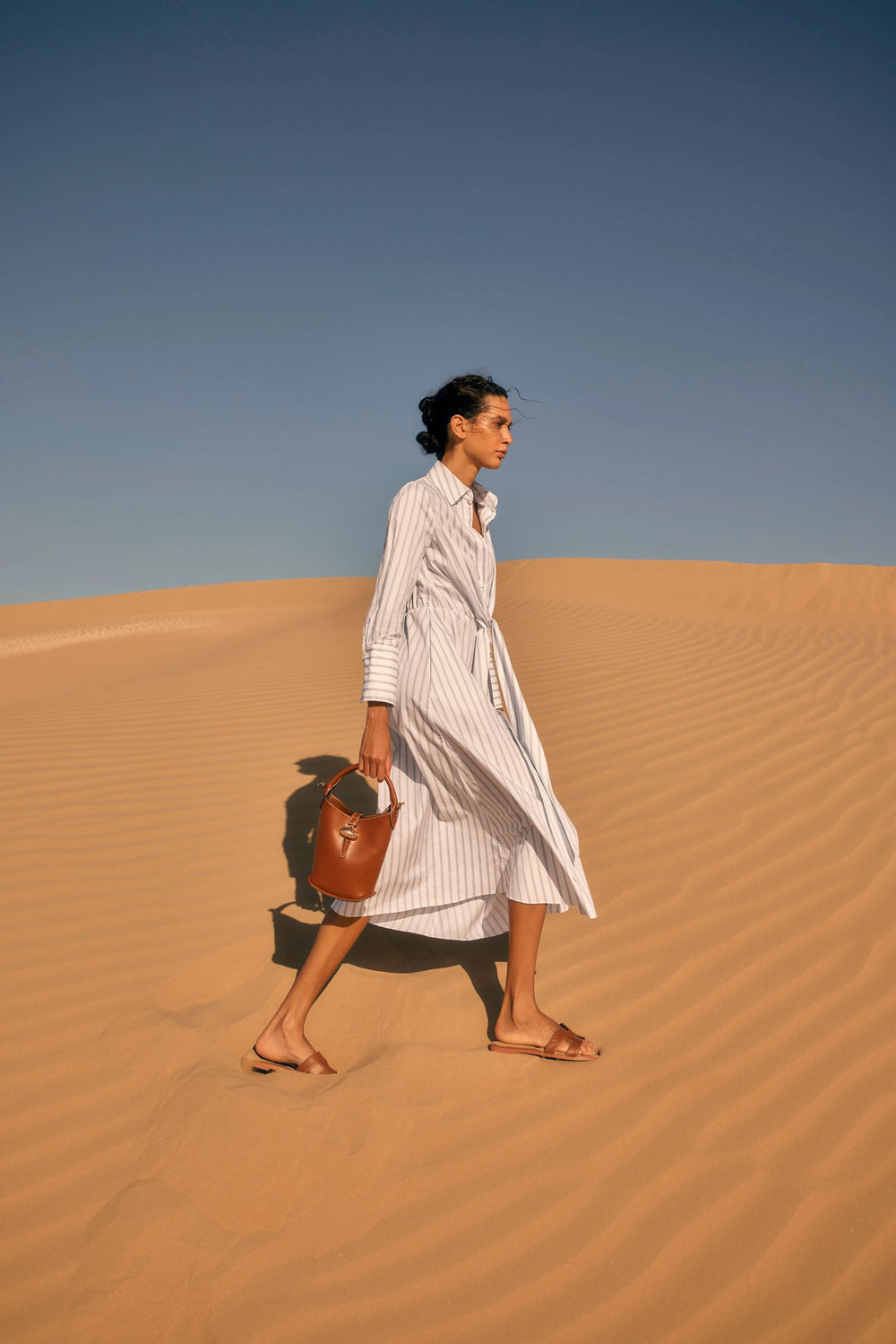 Load image into Gallery viewer, Priscilla 25 Striped Summer Shirt Dress White and Blue