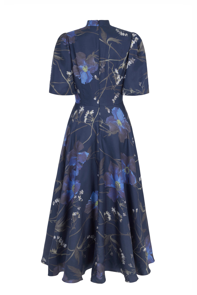 Load image into Gallery viewer, Prue Silk Dress Midnight Winter Floral