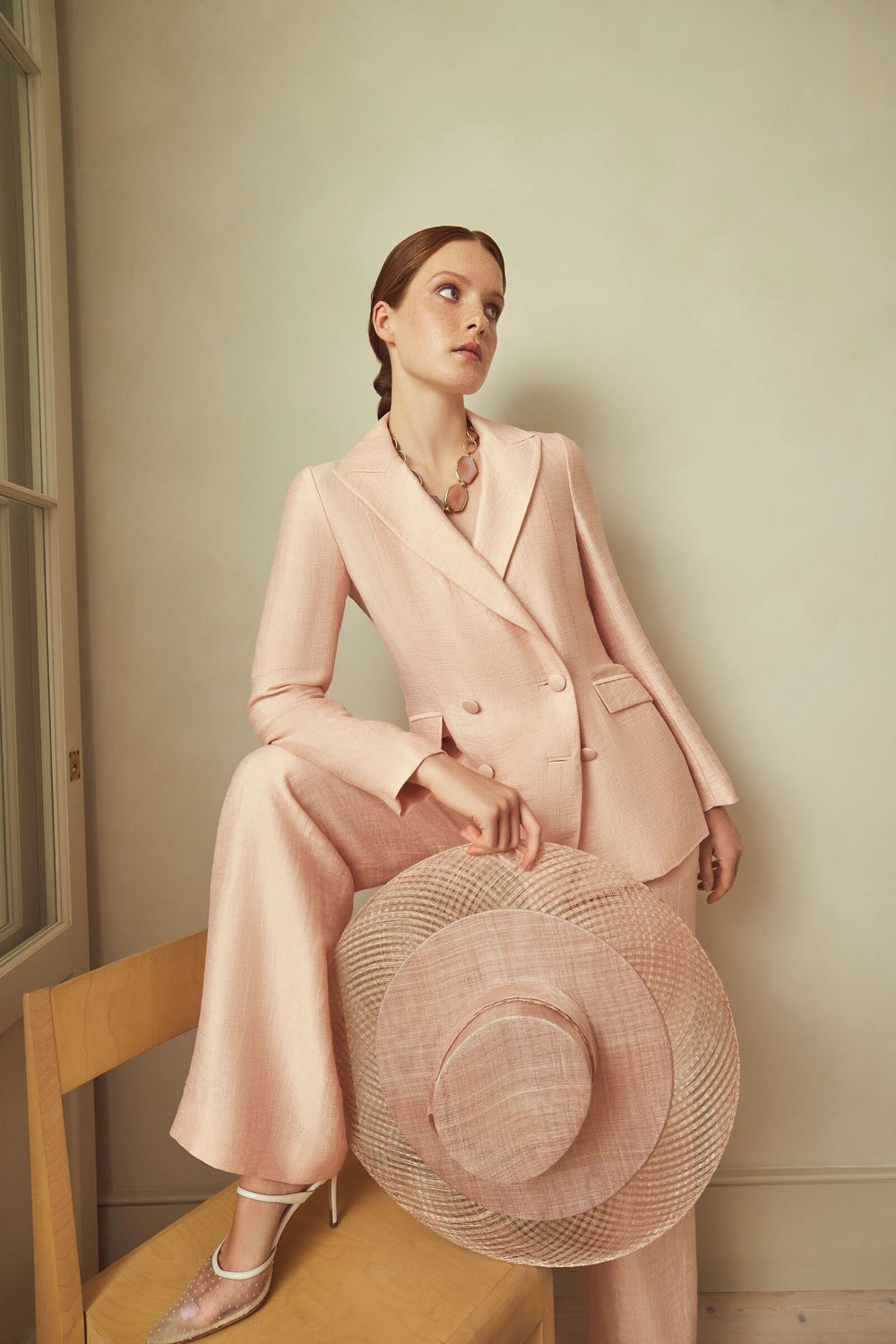 Load image into Gallery viewer, Rappalo Wide Leg Trousers Pink Luxe Linen