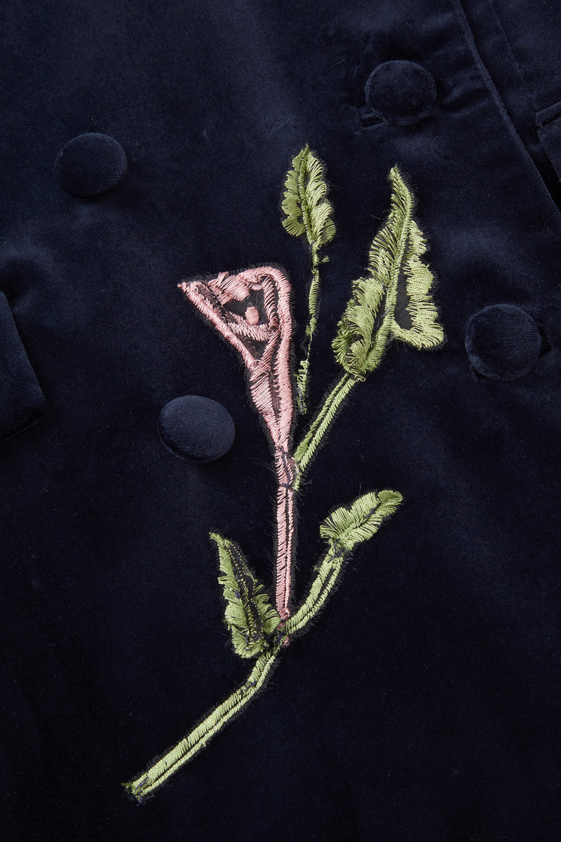 Load image into Gallery viewer, Rapallo Blazer Navy Embroidered Velvet