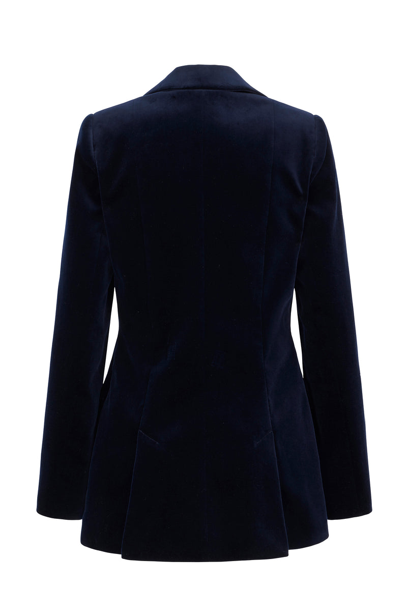 Load image into Gallery viewer, Rapallo Blazer Navy Embroidered Velvet