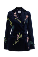 Load image into Gallery viewer, Rapallo Blazer Navy Embroidered Velvet