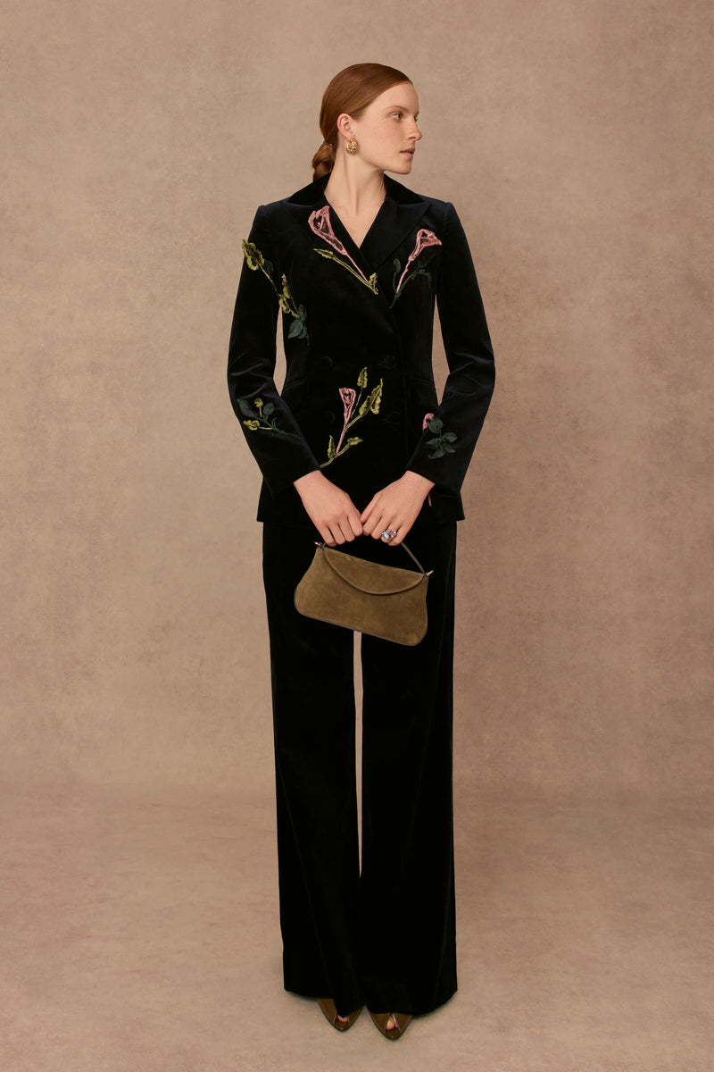 Load image into Gallery viewer, Rapallo Blazer Navy Embroidered Velvet