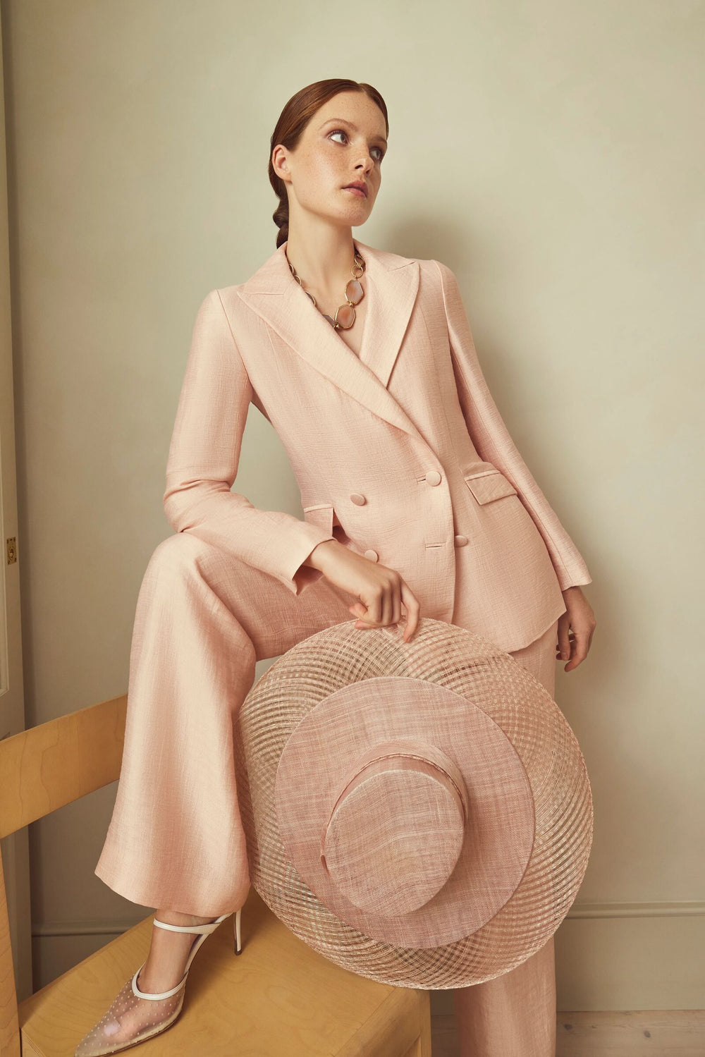 Load image into Gallery viewer, Rappalo Double Breasted Blazer Pink Luxe Linen