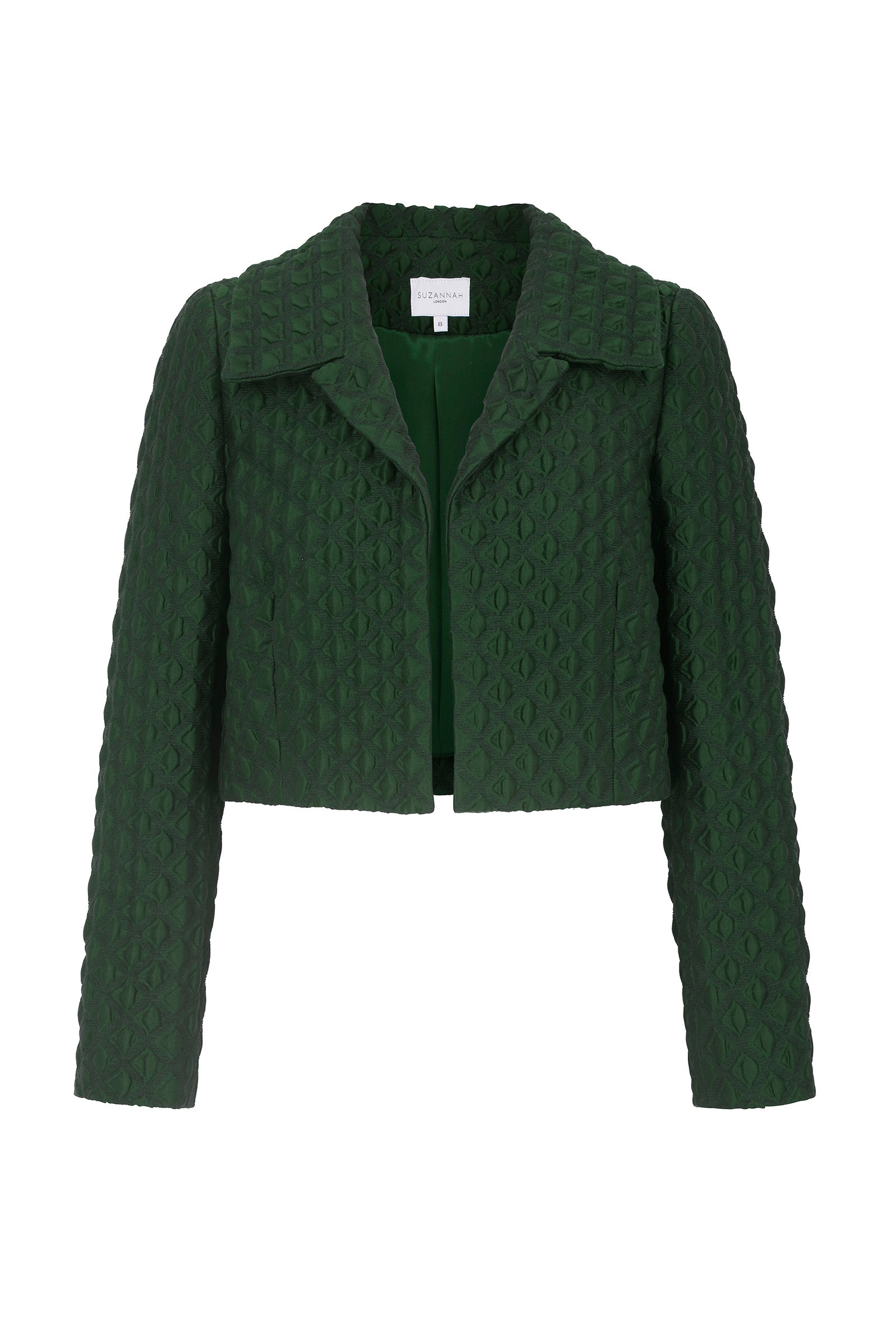 Remy Cropped Jacket Forest Green Diamond Cloqué