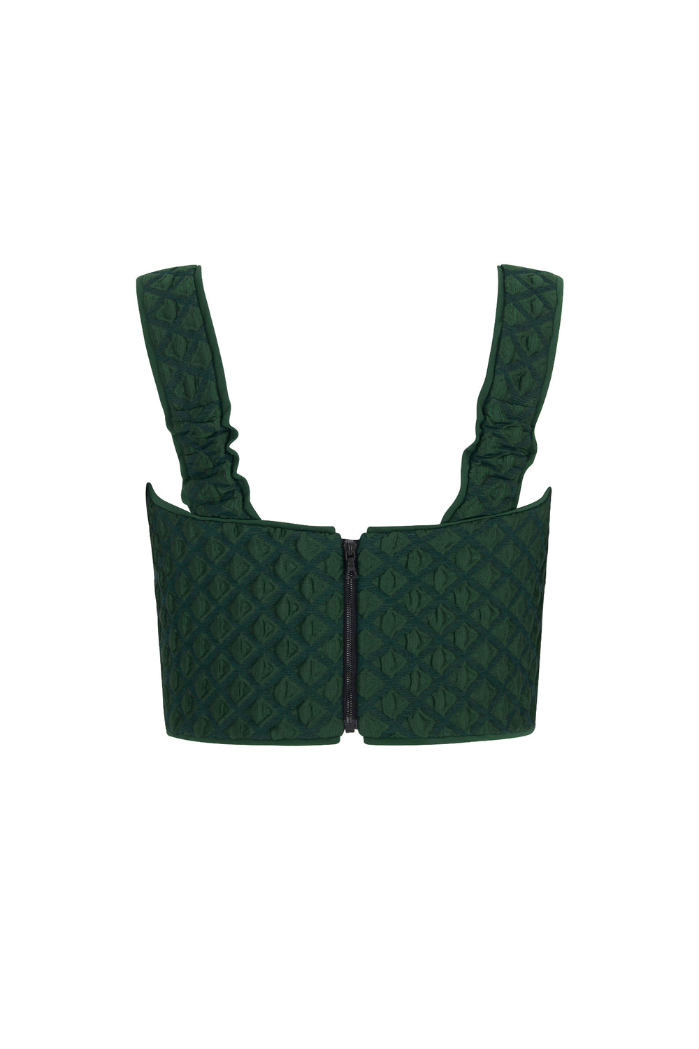 Load image into Gallery viewer, Remy Structured Bodice Top Forest Green Diamond Cloqué