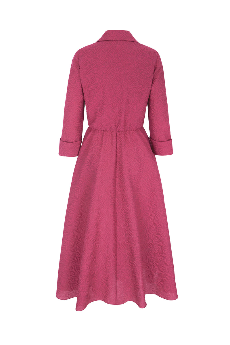 Load image into Gallery viewer, Rimini Raspberry Roses Cloqué Shirt Dress ARCHIVE SALE