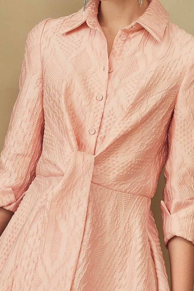 Load image into Gallery viewer, Rimini Dress Blush Geometric Cloqué