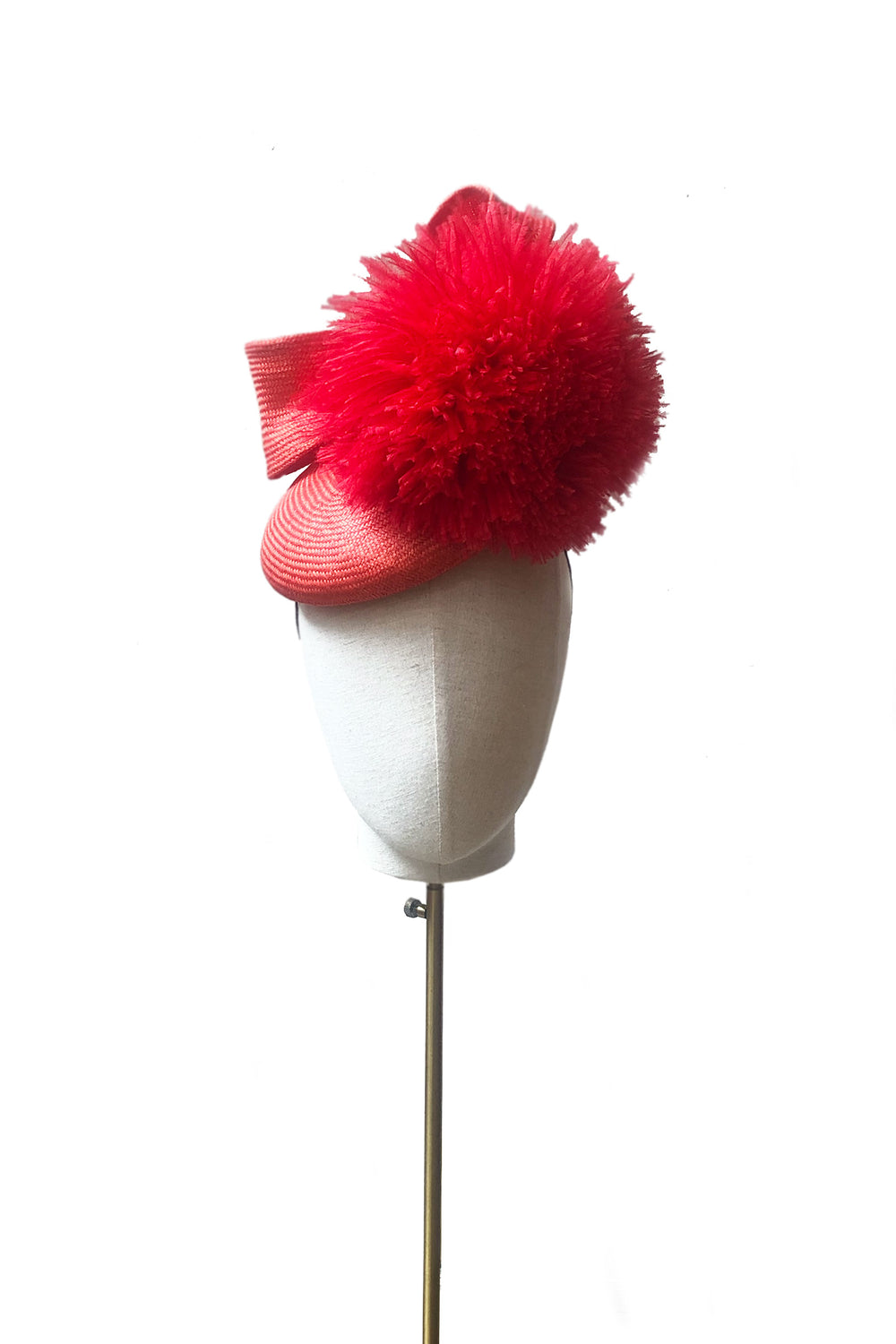 Load image into Gallery viewer, Rio Red Straw Pom Pom Beret x Awon Golding