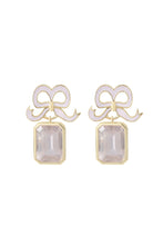 Load image into Gallery viewer, Solid Gold and Rose Quartz Bow Earrings x Philippa Herbert