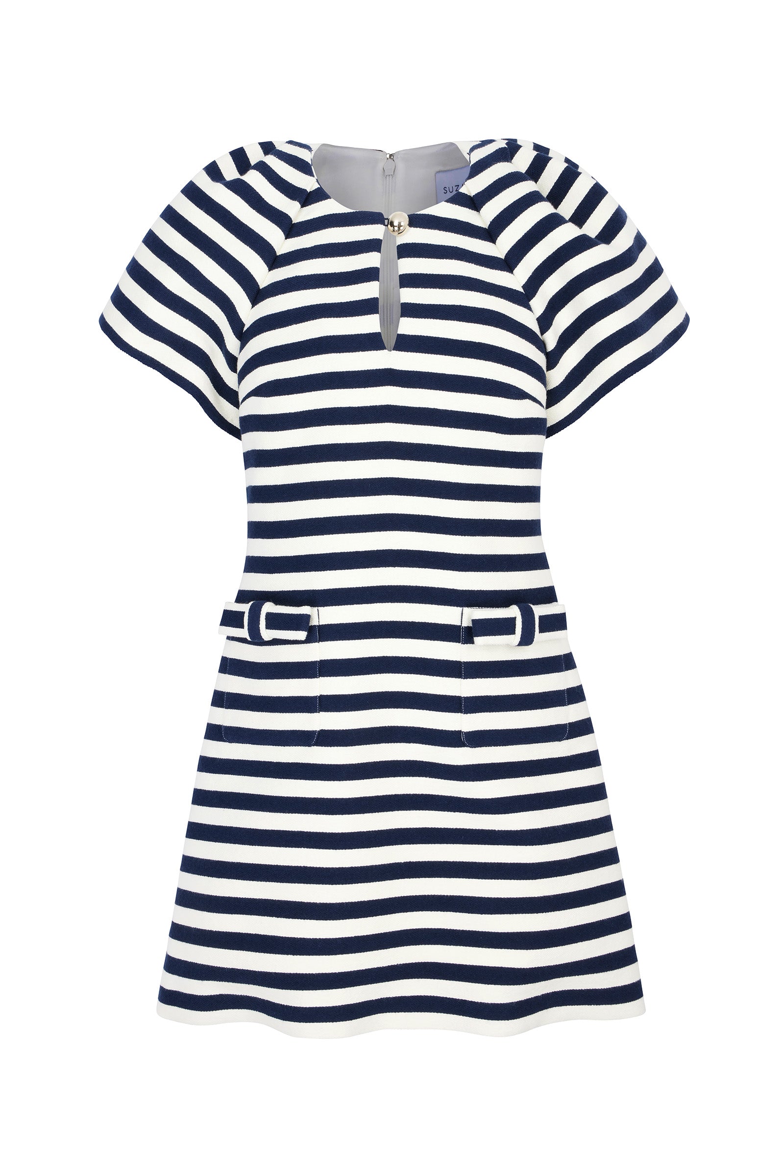 Suzannah London | Ruthie Retro Navy and White Stripe Mini Dress | Designer Summer Dress Suzannah London | Ruthie Retro Navy and White Stripe Mini Dress | Designer Summer Dress